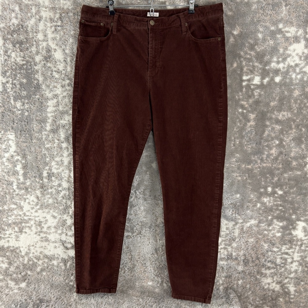 Garnet Hill Size 16 Organic Cotton Corduroy Jeans Pants Brown Button Zip Casual‎